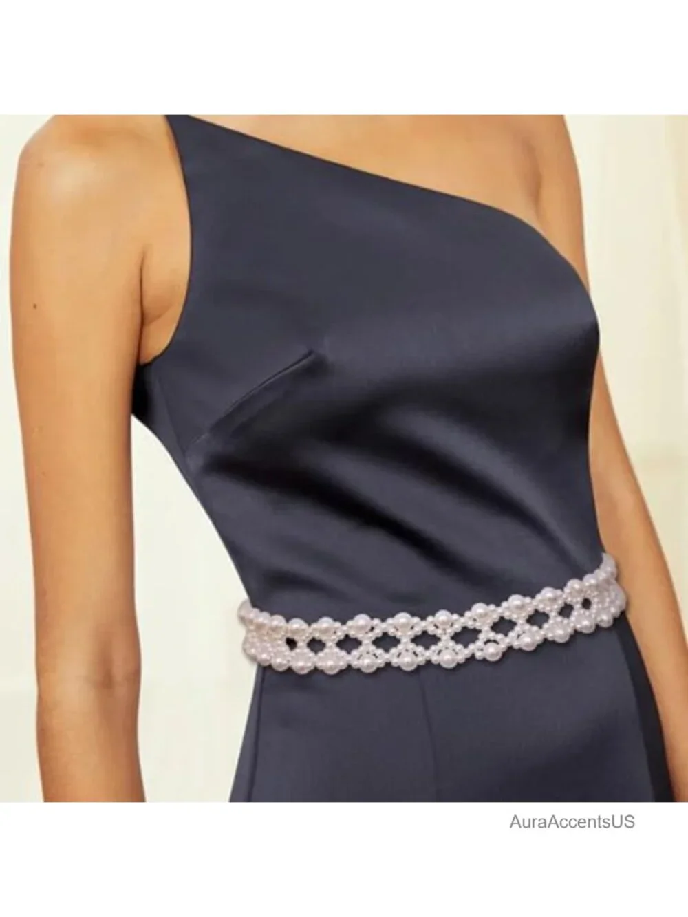 Handmade Beaded Pearl Bridal Belt Sash Wedding Dress Accessory Long